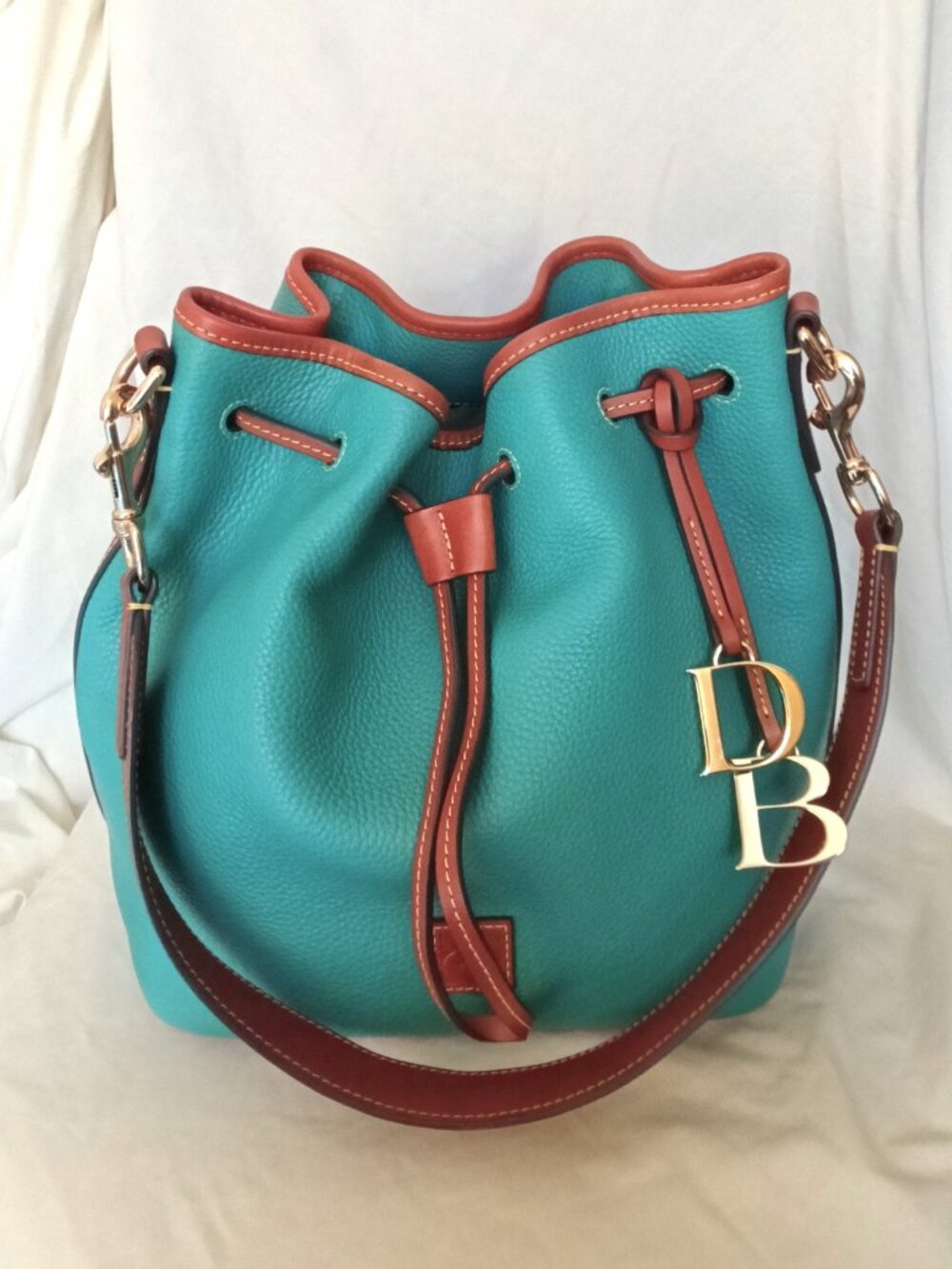 Dooney Bourke Tasha Drawstring Pebble Grain Leather Spearment NWOT